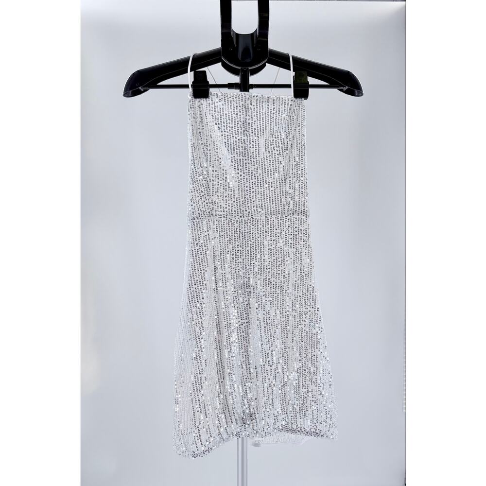 Silver Sequin Mini Dress Size Medium Club Wear Night Out